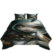 Cool Scary Art Zombie Kitty and Pretty Zombie Girl Coverlet