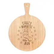 Crazy Manatee Man Stars Pizza Board Paddle Wooden Funny Animal