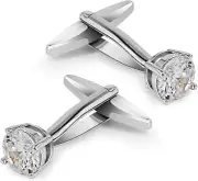 White Crystal Cufflinks Glimmering Diamond Color Cuff Links Set for Wedding Party
