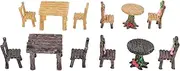 Happyyami 4 Pack DIY Resin Craft Table Chair Miniatures Fairy Garden Decor Realistic Miniature Furniture for Landscape