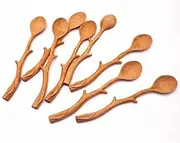 Tablespoons Handmade Wooden Spoon Long Handle Natural Twig Trunk Branches Spoon for Coffee Mixing Dessert Spoon 10pcs Serving Spoon