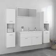 Generic Bathroom Furniture Set White Engineered Wood,3071243