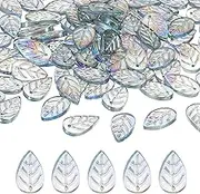 uxcell Leaf Beads, 50Pcs Crystal Translucent Czech Glass Beads for DIY Jewelry Making Bracelets Necklace, Transparent Green