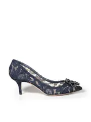 Navy Lace Bellucci Pointed Toe Pumps