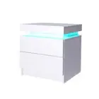 Levede Bedside Tables RGB LED Side Table 2 Drawers High Gloss Nightstand Cabinet