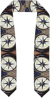 [SKKNT] Sail Boat Nautical Compass Print Graduation Shawl Stole For Academic Commencements Honor Sash Congratulations Gift
