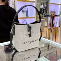 在飛比找蝦皮購物優惠-Longchamp Bag 帆布水桶包女士單肩包斜挎包手提包