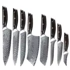 8x TURWHO Chef Cleaver Santoku Knife Set Japan VG10 Damascus Steel Ebony Handle