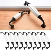 AcbbMNS 20 Pack 5'' (128mm) Black Cabinet Handles with White Ceramic Grips, Modern European Zinc Alloy Cupboard Handles Drawer Wardrobe Pulls with Screws