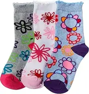 [Jefferies Socks] Little Girls' Flower Frenzy Triple Treat (Pack of 3)