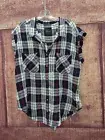 Jachs Girlfriend Women's Blue Plaid Button Up Blouse Size Large