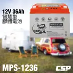 【CSP進煌】MPS1236智慧型膠體電池12V36AH /非常適合露營.攤販.釣魚