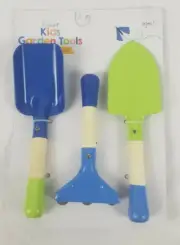 Kids Garden Tools 3 Count Shovel Rake & Spade Metal with Wooden Handles