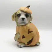 BEAGLE PUPPY DOG IN PUMPKIN COSTUME WITH LED LIGHT HALLOWEEN DÉCOR FIGURINE NEW