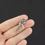 BULK 20 Dinosaur Bones Antique Silver Tone Charms 2 Sided - SC7486