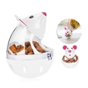 Catzon Small Cat Slow Feeder Cat Food Ball Mice Tumbler Shaped Pet Treat Ball-White