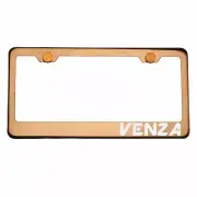 Rose Gold Chrome License Plate Frame VENZA Laser Etched Metal Screw Cap (for: Toyota)