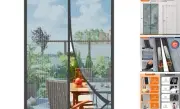 Magnetic Screen Door，Screen Door Mesh，Keep Bugs Fit Door Size 36 x 80 IN Gray