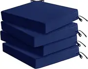 Outdoor Chair Cushions Set of 4, Waterproof & Fade Resistant Seat Cushion for Patio Furniture - 18.5 x 16 Inch Chair Pads with Ties and Hidden Zipper - Patio Chair Cushion Replacement, Navy Blue