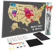 Scratch Off USA Map Poster, 12x17 inches United States Map with Unique Gray