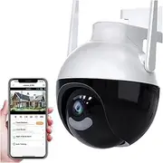 4K 8MP PTZ WiFi IP Camera AI Human Detection Two-Way Audio Video Surveillance Outdoor Wireles 4MP Security CCTV Camera(UK Plug,8MP Add 64G Card)