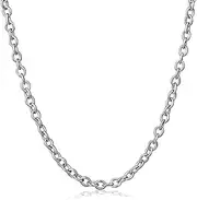 [Treasure Bay] Mens, Womens Solid 925 Silver 6mm Anchor Chain Necklace Available in 48cm, 50cm and 52cm
