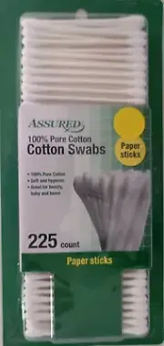 Double Tip 100% Pure Cotton Swabs 225/Pk White Paper Sticks