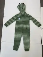 Carter's one piece green dinosaur zip front with hood sz 24 months
