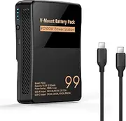 Tectra V Mount Battery, 99Wh/6700mAh mini V-Lock Battery with PD 100W USB-C Fast Charging, with D-TAP, USB-A for Camera, Camcorder, LED Video Light, Monitor