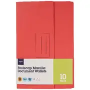 Document Wallet Foolscap 240gsm Red 10 Pack