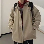 Reversible Plaid Zip-Up Jacket Khaki - XL