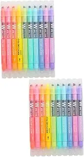 Operitacx 2sets 10-piece Double-ended Erasable Highlighter Pen Markers Pastel Liquid Highlighters for School Students 10pcs*2