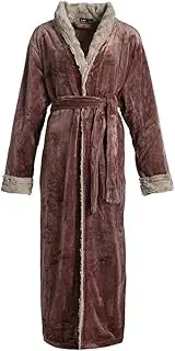 [WSLCN] Unisex Women's Men's Plush Soft Warm Fleece Bathrobe Robe Microfiber Coral-Fleece Dressing Gown Wrap Housecoat