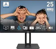 MSI PRO MP251P 24.5" Eye Care Ergonomic Height Adjustable Business Monitor, FHD 1920x1080, IPS, Frameless, 100Hz, 1ms, HDMI, VGA Port, Built-in Speakers, VESA, Black, 3 Year Warranty