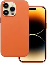 Docco Jette iPhone 14 Pro Max Leather Case with MagSafe Orange, MagSafe Italian Leather Case for Apple iPhone 14 Pro Max, Integrated Magnets for MagSafe Charging and Accessories