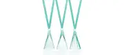 Tiffany & Co. Christmas Ornaments in Blue Crystal Glass/Set of 3 Glass Trees