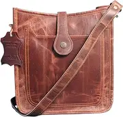 [Madosh] Men's Small Crossbody Bag Genuine Leather Everyday Travel Messenger Brown Purse Business Satchel