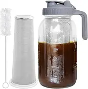 IsMwav Cold Brew Coffee Maker 64Oz Cold Brew Pitcher with Stainless Steel Super Dense Filter for Iced Brew Coffee Iced Coffee Cold Brew Jar Filter, Ice Tea-B