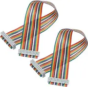 uxcell 2 Pcs 26 Pin Flat Rainbow Ribbon Cable FC/FC Female Connector 1FT 2.54mm Pitch Breadboard Jumper Wires for Electronic Projects