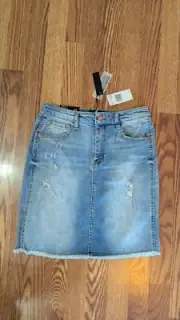 New Buffalo David Bitton Ivy Jean Skirt Stretch Distressed Faded 5 Pocket Sz 28