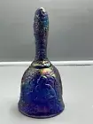 FENTON GARDEN OF EDEN BLUE CARNIVAL GLASS HAND BELL ADAM & EVE