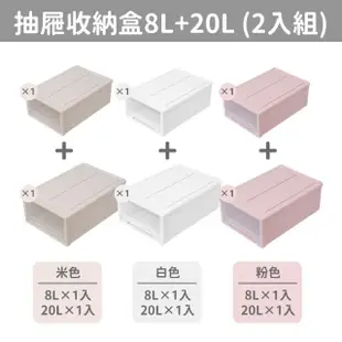 【日創生活】可疊加透明抽屜收納盒20L+8L-2入組(收納箱 整理箱 收納盒)