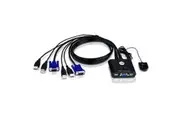 Aten Petite 2 Port USB VGA KVM Switch with Remote Port Selector - 0.9m Cables Built In