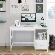NNECW White Computer Laptop Workstation Drawers Shelf with Spacious Room for Off
