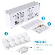 Make Up Mirror Lights 10 LED Kit Bulbs Vanity Light Dimmable Lamp Hollywood 2023