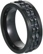 [Wozya] 8 mm Titanium Steel Chain Spinner Rings Punk Style Gear Rotating Anxiety Fidget Ring for Men Wedding Party Jewelry