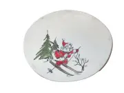 Eli + Ana Christmas WHIMSY SANTA Skiing Ceramic Dinner Plate - NEW
