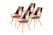 4X Retro Dining Cafe Chair Padded Seat MULTI COLOUR