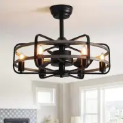 NOXARTE Cage Ceiling Fan with Light, Vintage Fandelier Remote Control, Bladess