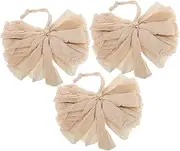 LOORGVEL Bath Shower Pouf Set 3 Pcs Sponge Soap Saver Bag Exfoliating Washcloth for Women Sisal Material Light Yellow